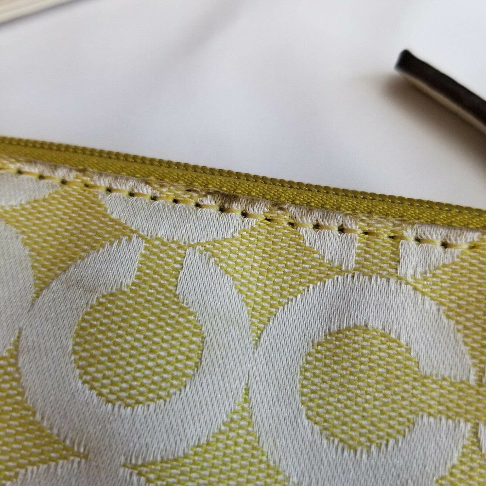 Coach Wristlet Yellow C Fabric Leather Trim Strap - Picture 8 of 12